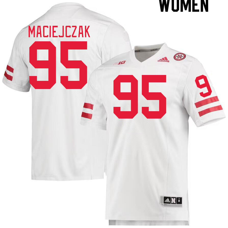 Women #95 Jason Maciejczak Nebraska Cornhuskers College Football Jerseys Stitched Sale-White - Click Image to Close